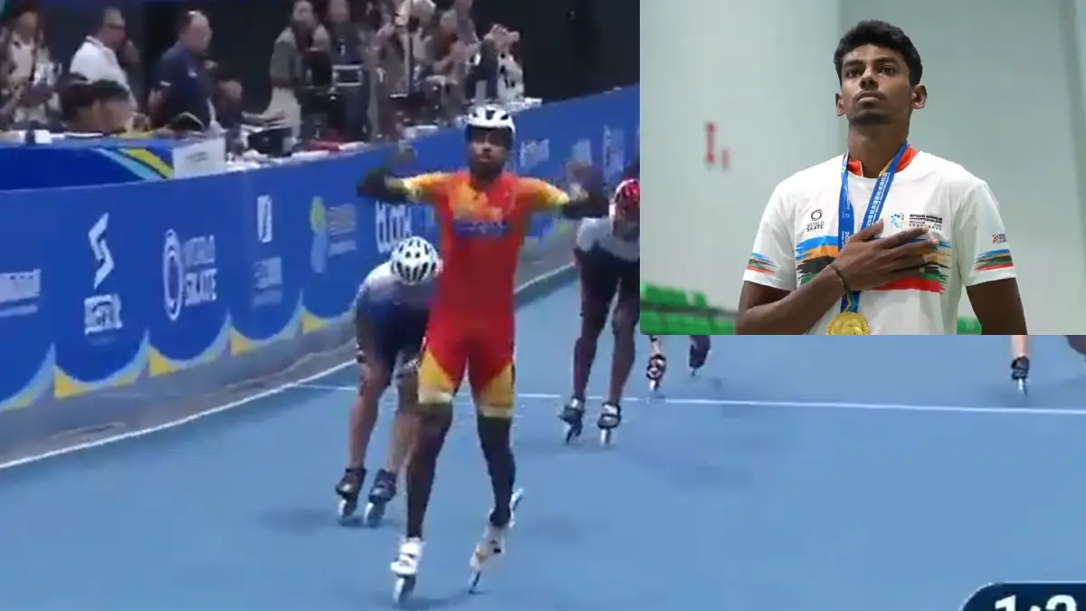 ANAND KUMAR VELKUMAR IS THE WORLD SPEED SKATING CHAMPION