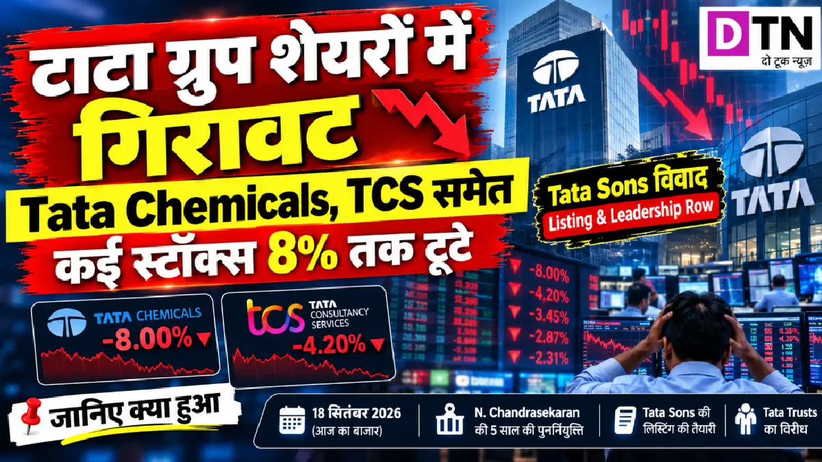 Tata Group stocks fall : टाटा केमिकल्स, टीसीएस समेत कई स्टॉक्स 8% तक टूटे; जानिए क्या हुआ